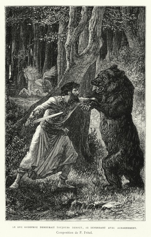 Le Duc Godefroy Demeurait Toujours Debout, Se Défendant Avec Acharnement (gravure) - Pierre Fritel