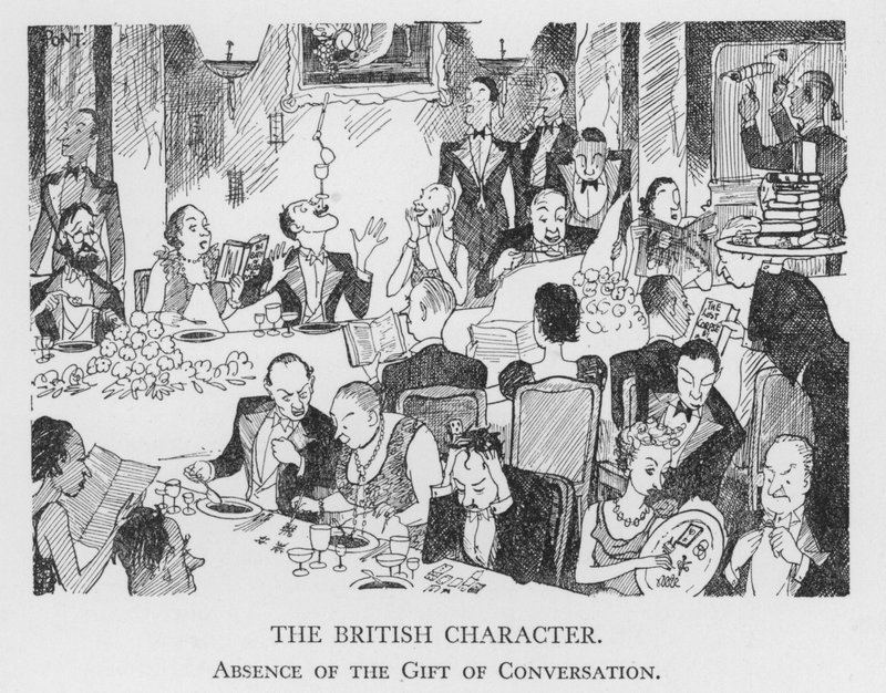 Le caractère britannique, absence du don de la conversation (lithographie) - Pont