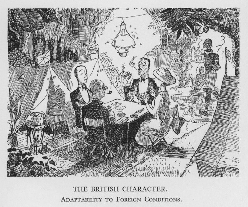 Le caractère britannique, adaptabilité aux conditions étrangères (lithographie) - Pont