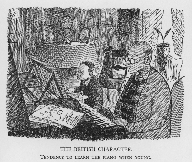 Le caractère britannique, tendance à apprendre le piano quand on est jeune (lithographie) - Pont