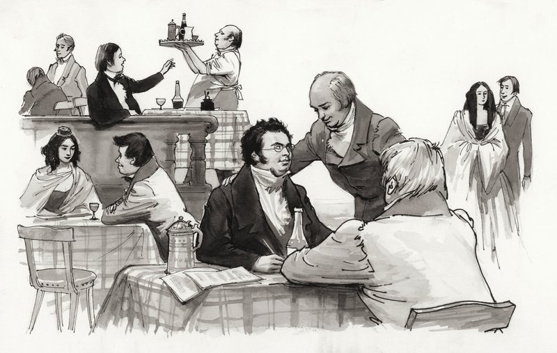 Schubert et ses amis (gouache sur papier) - Ralph Bruce