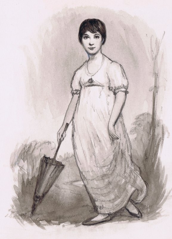 La jeune Jane Austen (crayon et aquarelle) - Ralph Bruce