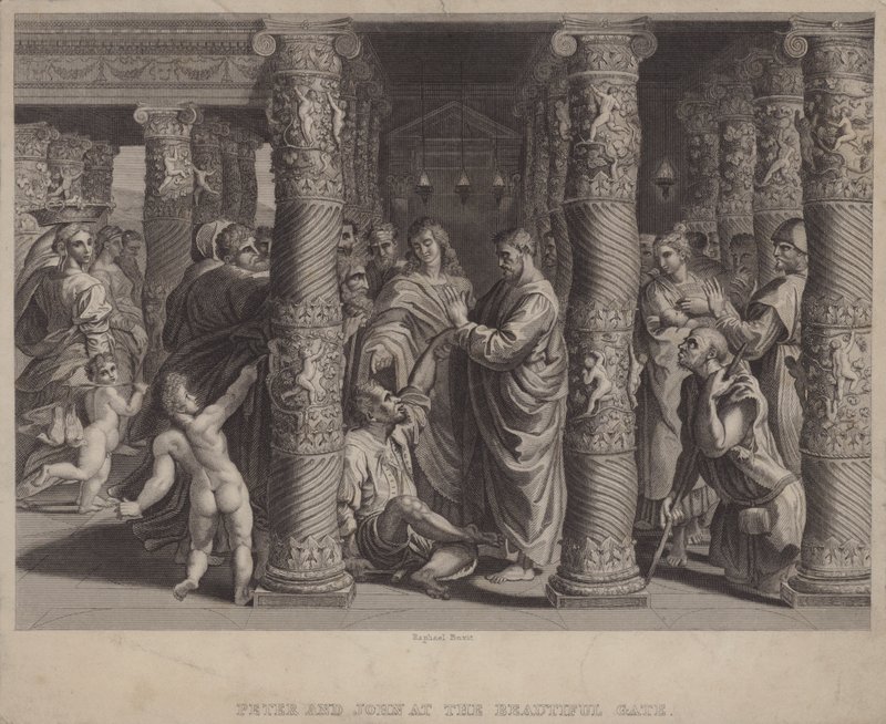 Pierre et Jean à la Belle Porte (gravure) - after Raphael