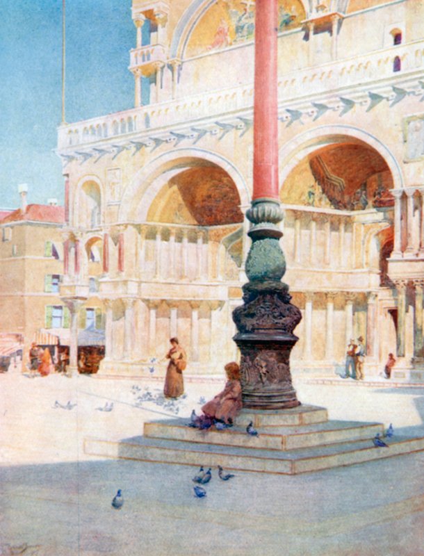 Sur la Piazza (lithographie couleur) - Reginald Barratt