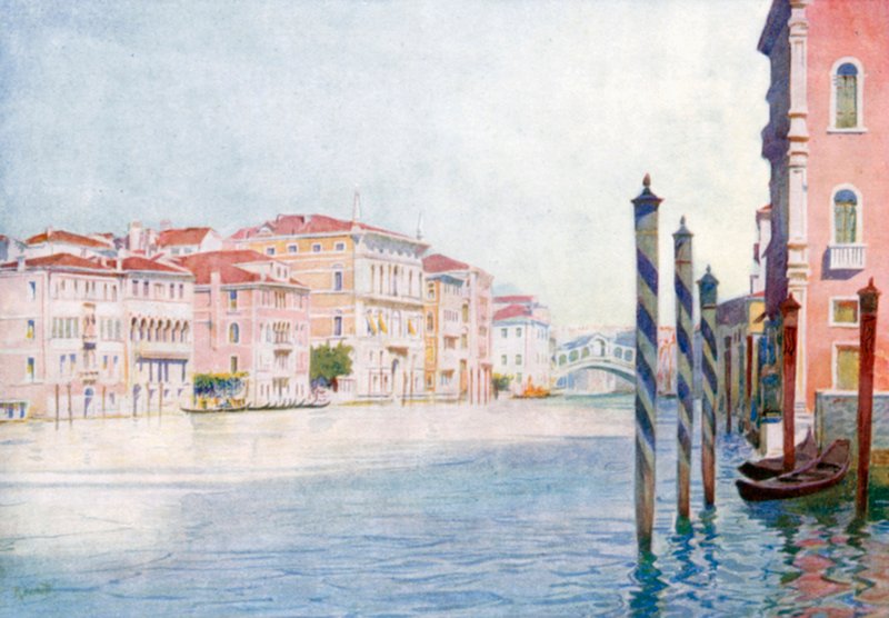 Vue sur le Grand Canal depuis San Angelo (lithographie couleur) - Reginald Barratt