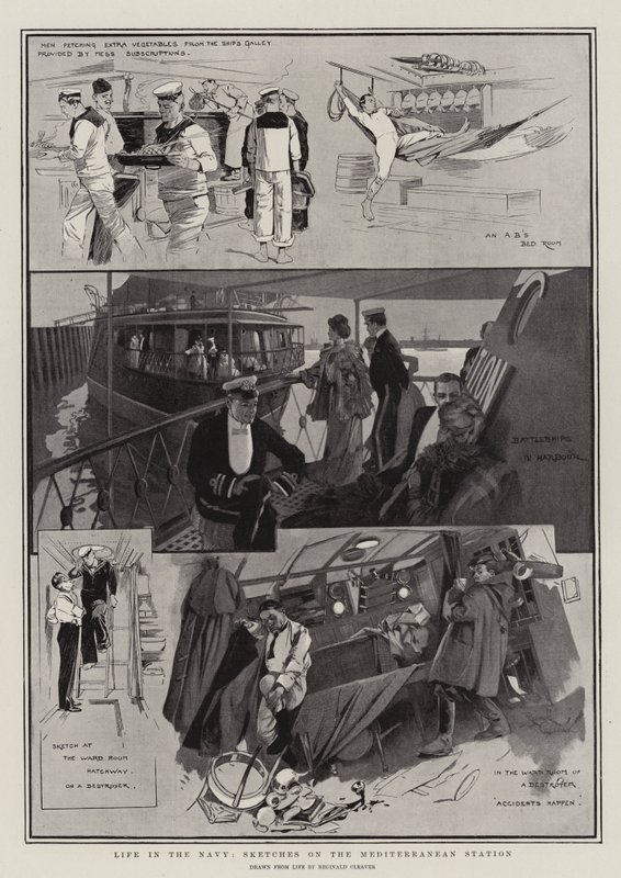 La vie dans la marine, croquis sur la station méditerranéenne (litho) - Reginald Thomas Cleaver