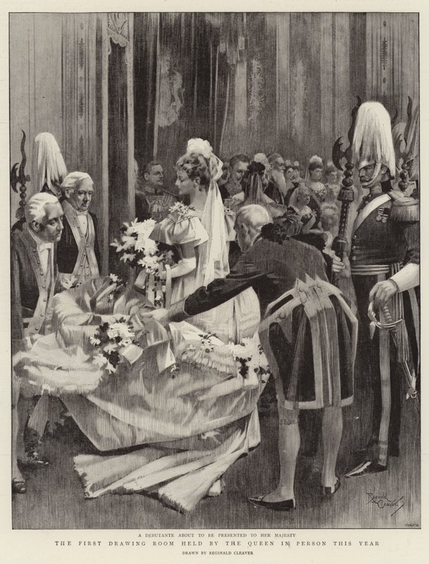 Le premier salon tenu par la Reine en personne cette année (litho) - Reginald Thomas Cleaver