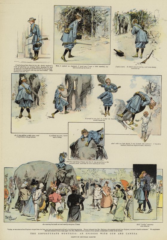 La malheureuse chasseresse, un épisode avec pistolet et caméra (chromolitho) - Reginald Thomas Cleaver