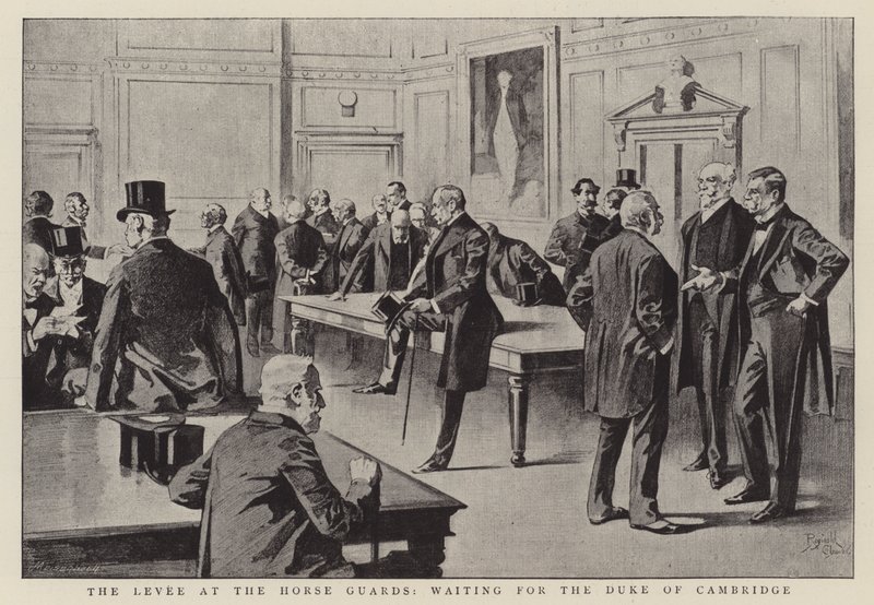 La digue des Horse Guards, en attendant le Duc de Cambridge (litho) - Reginald Thomas Cleaver