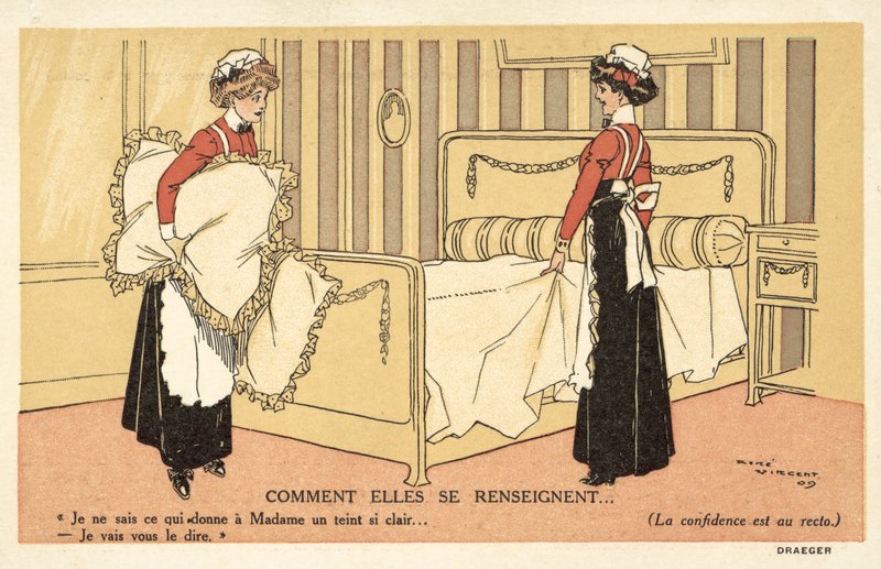 Deux servantes changeant les draps - Rene Vincent