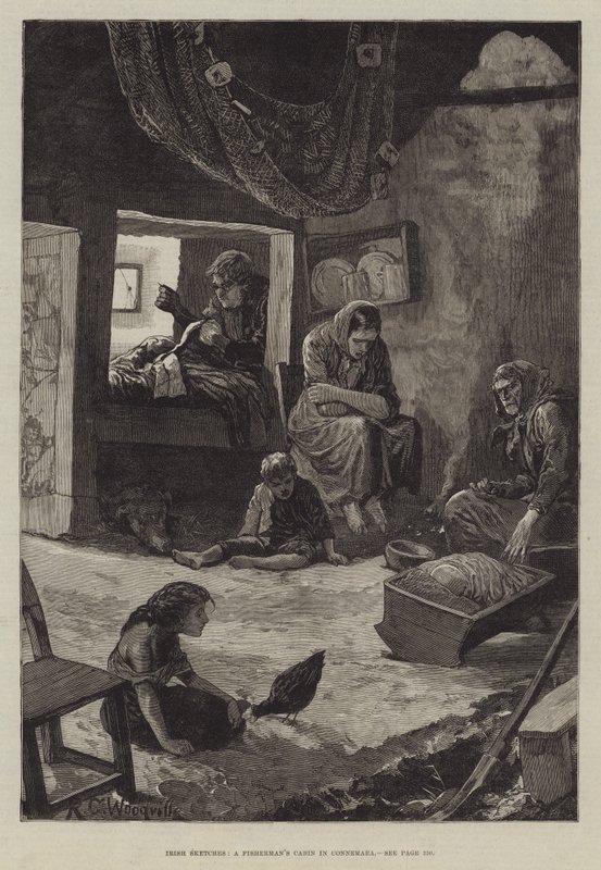 Croquis irlandais, une cabane de pêcheur à Connemara - Richard Caton Woodville junior