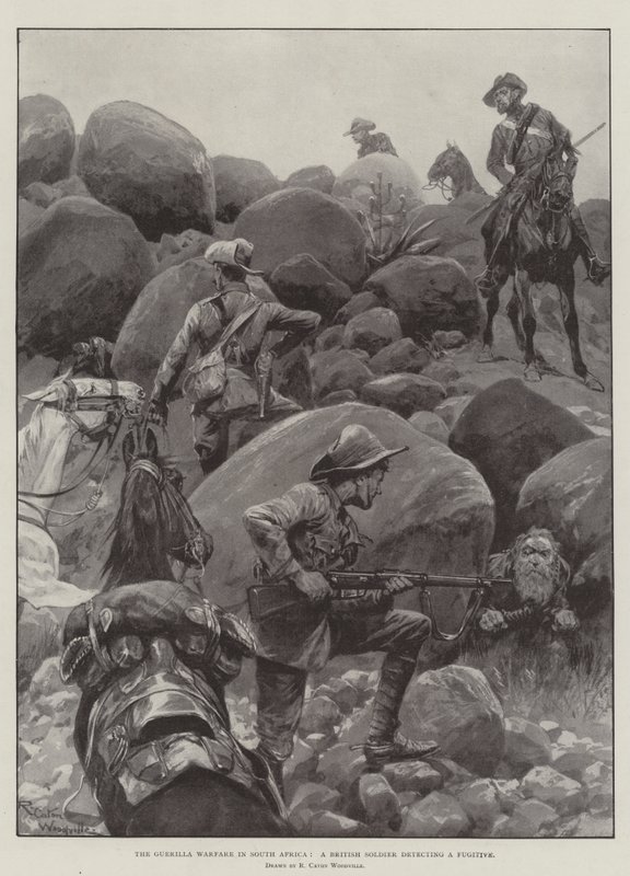 La guerre de guérilla en Afrique du Sud, un soldat britannique détectant un fugitif - Richard Caton Woodville junior
