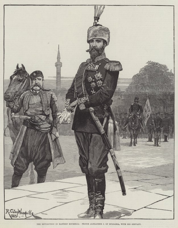 La Révolution en Roumélie orientale, le prince Alexandre Ier de Bulgarie, avec son serviteur - Richard Caton Woodville junior