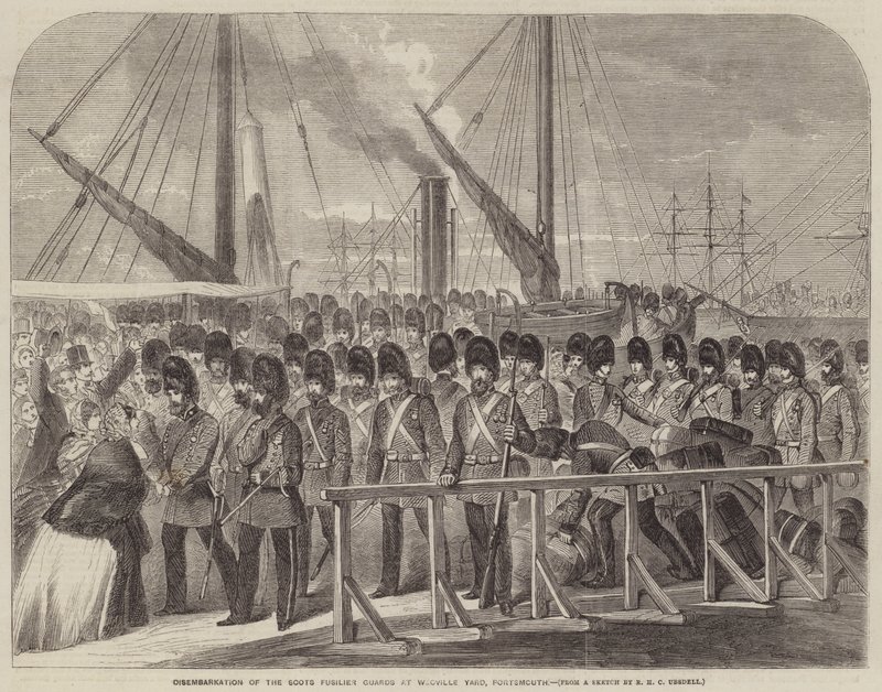 Débarquement des Scots Fusilier Guards à Weoville Yard, Portsmouth - Richard Ubsdell