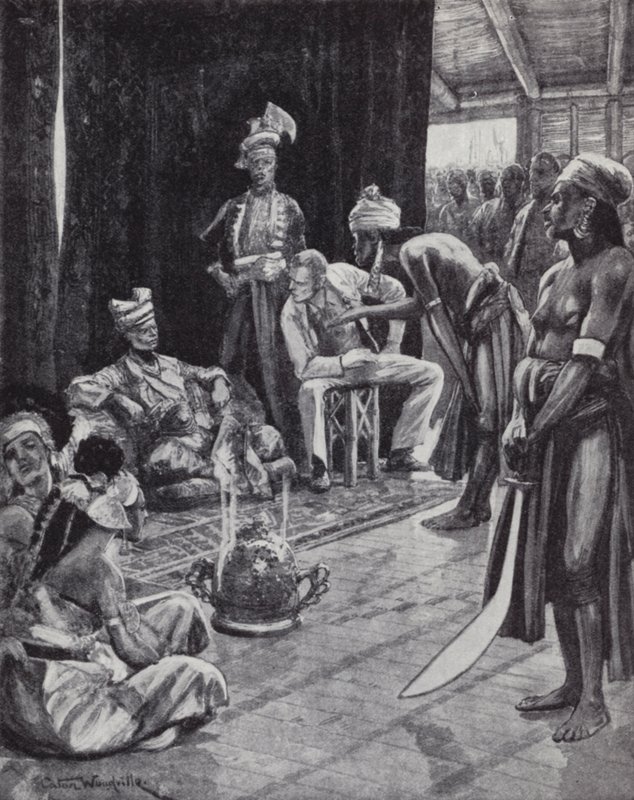 Sir James Brooke négociant un traité avec le sultan de Brunei pour établir une colonie britannique à Bornéo - Richard Caton II (after) Woodville