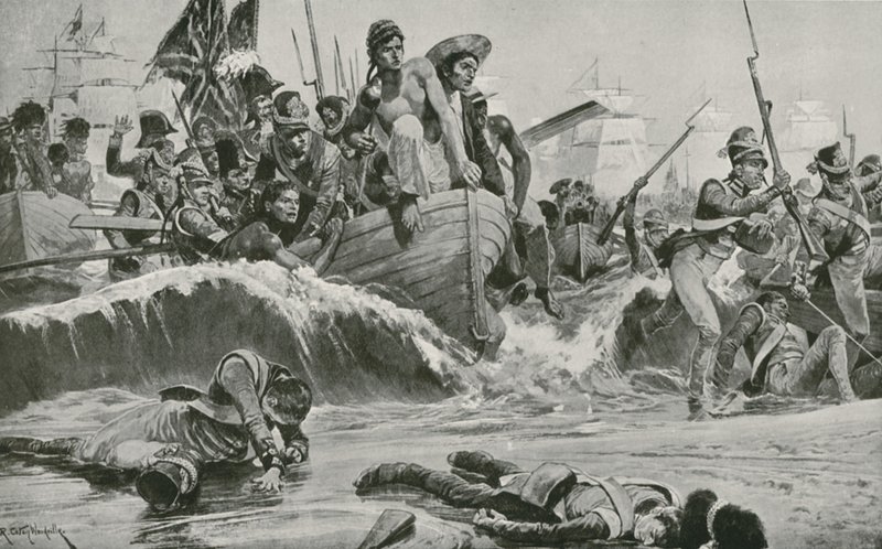 Les troupes britanniques forcent un débarquement à la baie d