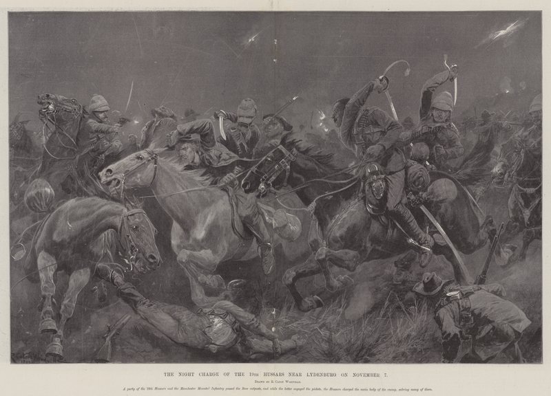 La charge nocturne des 19e Hussards près de Lydenburg le 7 novembre - Richard Caton Woodville junior