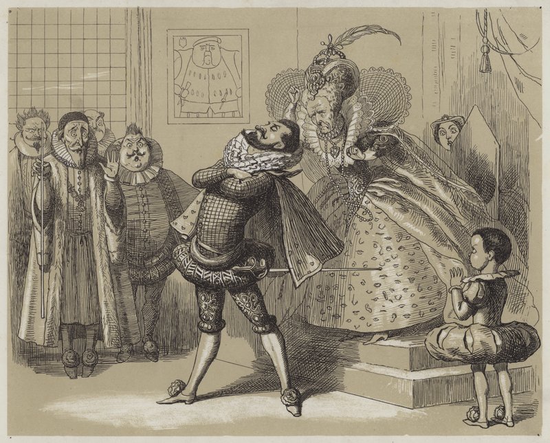 Scène frappante entre la reine Elizabeth et son favori Essex - Richard Doyle
