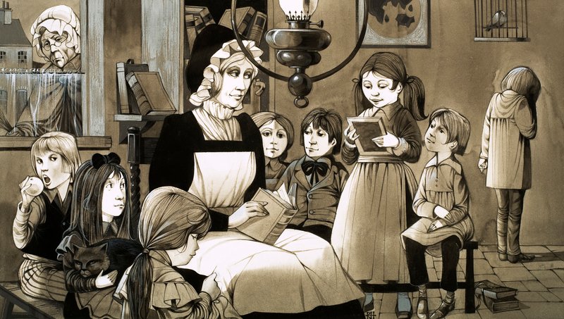 Une "Dame école" des années 1830 (gouache sur papier) - Richard Hook
