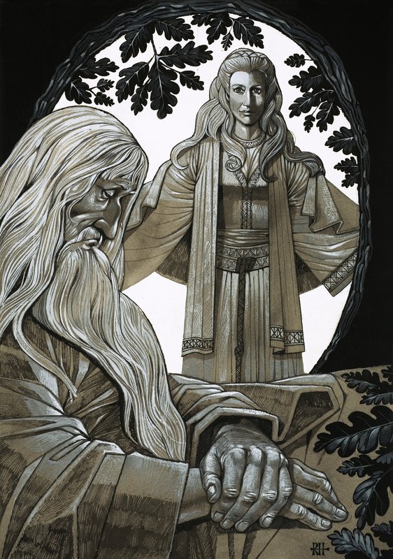 Merlin et Vivian, la fée Dame du Lac - Richard Hook