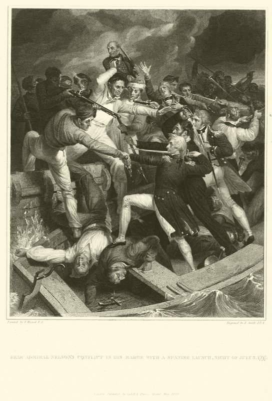 Conflit du contre-amiral Nelson dans sa barge avec un lancement espagnol - Richard Westall