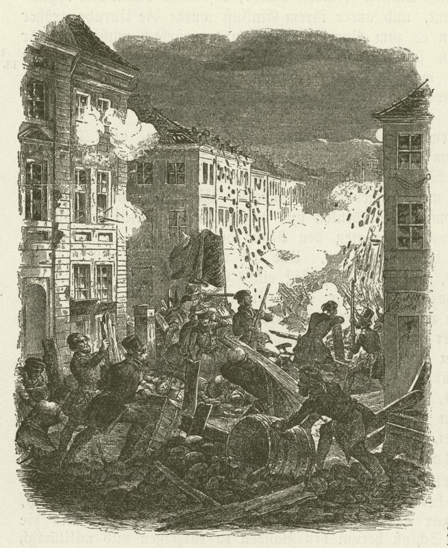 Combats à une barricade devant l
