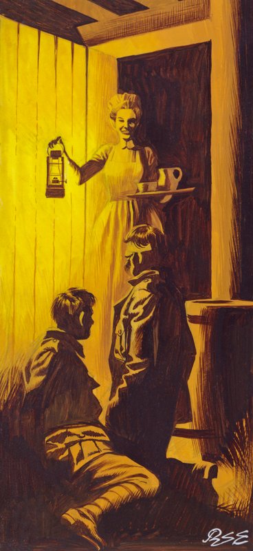 Edith Cavell cachant des soldats alliés (gouache sur papier) - Ron Embleton