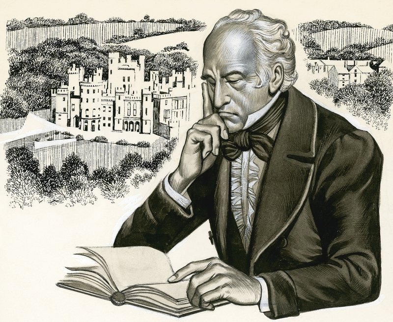 Auteur non identifié avec une maison en arrière-plan - Ron Embleton