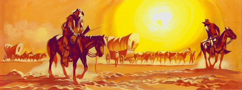 Piste de wagons sous une chaleur accablante (gouache sur papier) - Ron Embleton