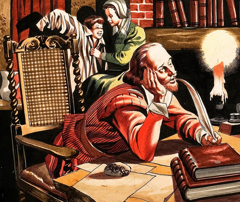 William Shakespeare écrit chez lui - Ron Embleton