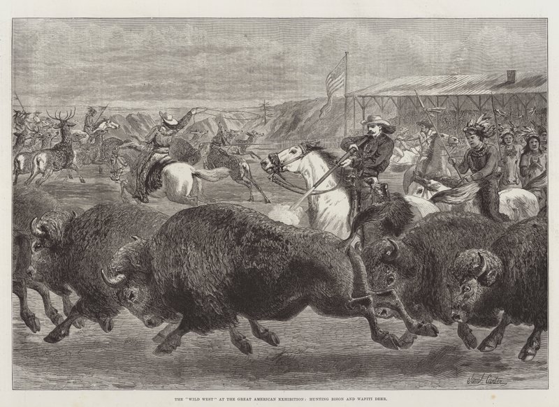 Le Far West à la Grande Exposition américaine, chasse au bison et au cerf Wapiti - Samuel John Carter
