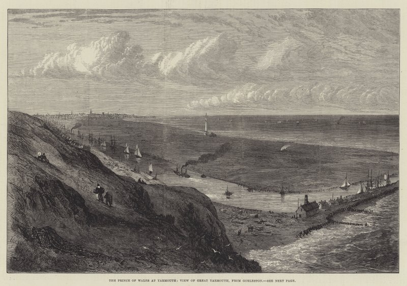 Le Prince de Galles à Yarmouth, Vue de Great Yarmouth, depuis Gorleston - Samuel Read