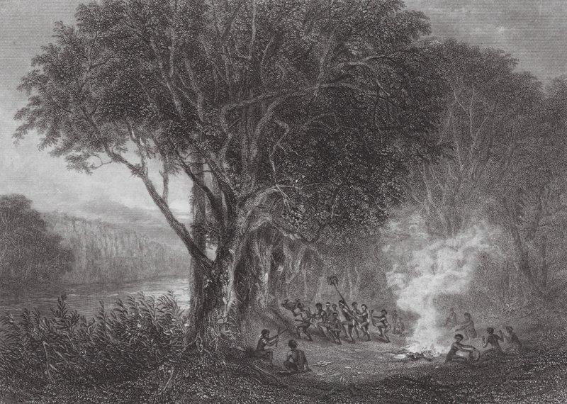 Carrobboree sur les rives du Murray (gravure) - Samuel (after) Prout