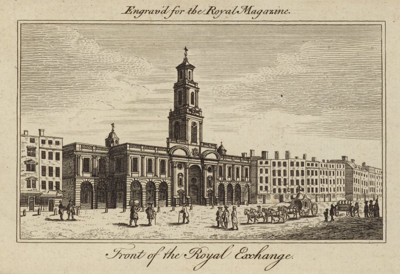 La façade de la Bourse Royale dans la Cité de Londres - Samuel Wale