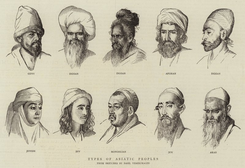 Types de peuples asiatiques (gravure) - School Russian
