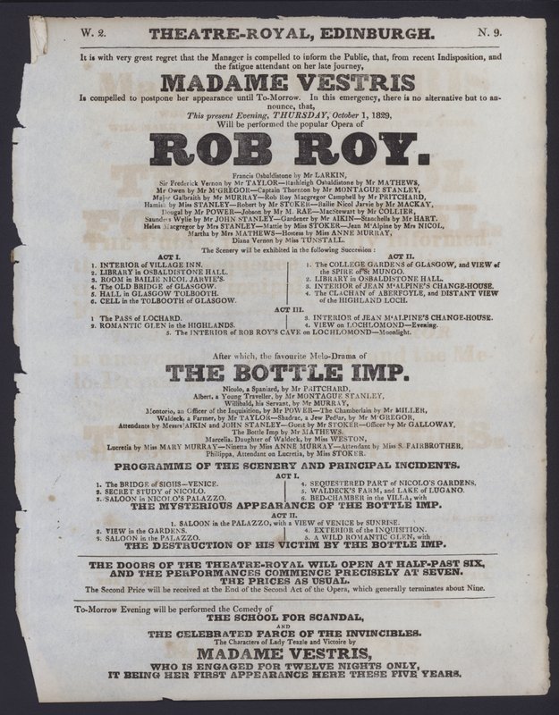 Programme de théâtre pour le Theatre Royal, Édimbourg - Scottish School