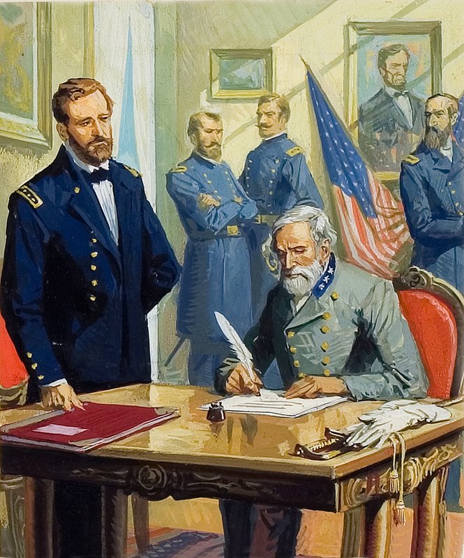 Le général Ulysses Grant accepte la reddition du général Lee à Appomattox - Severino Baraldi