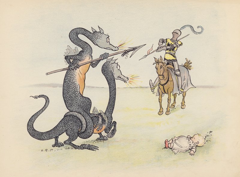 Illustration pour Little Twin Dragons de S Rosamond Praeger (lithographie couleur) - Sophia Rosamond Praeger