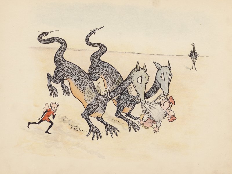 Illustration pour Little Twin Dragons de S Rosamond Praeger (lithographie couleur) - Sophia Rosamond Praeger