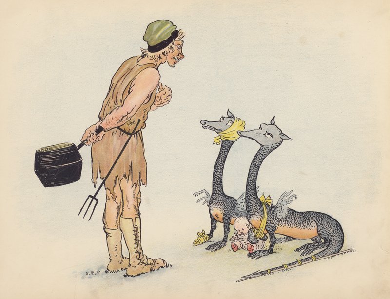 Illustration pour Little Twin Dragons de S Rosamond Praeger (lithographie couleur) - Sophia Rosamond Praeger