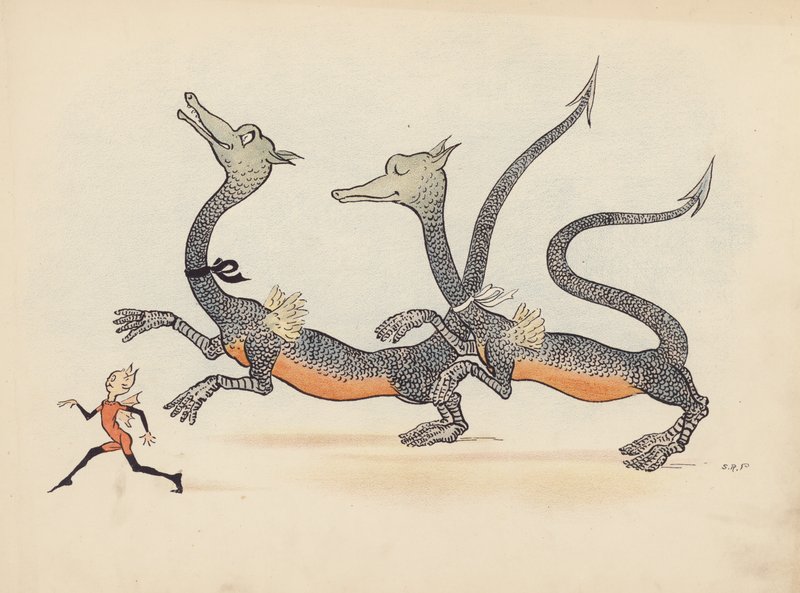 Illustration pour Little Twin Dragons de S Rosamond Praeger (lithographie couleur) - Sophia Rosamond Praeger