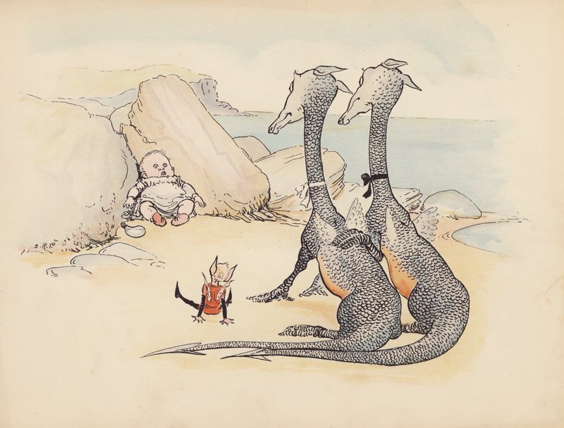 Illustration pour Little Twin Dragons de S Rosamond Praeger (lithographie couleur) - Sophia Rosamond Praeger