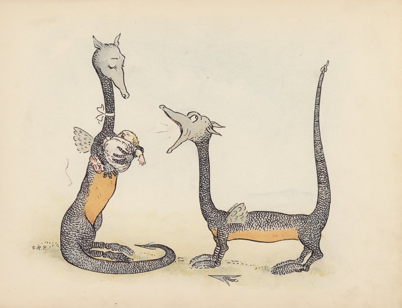 Illustration pour Little Twin Dragons de S Rosamond Praeger (lithographie couleur) - Sophia Rosamond Praeger