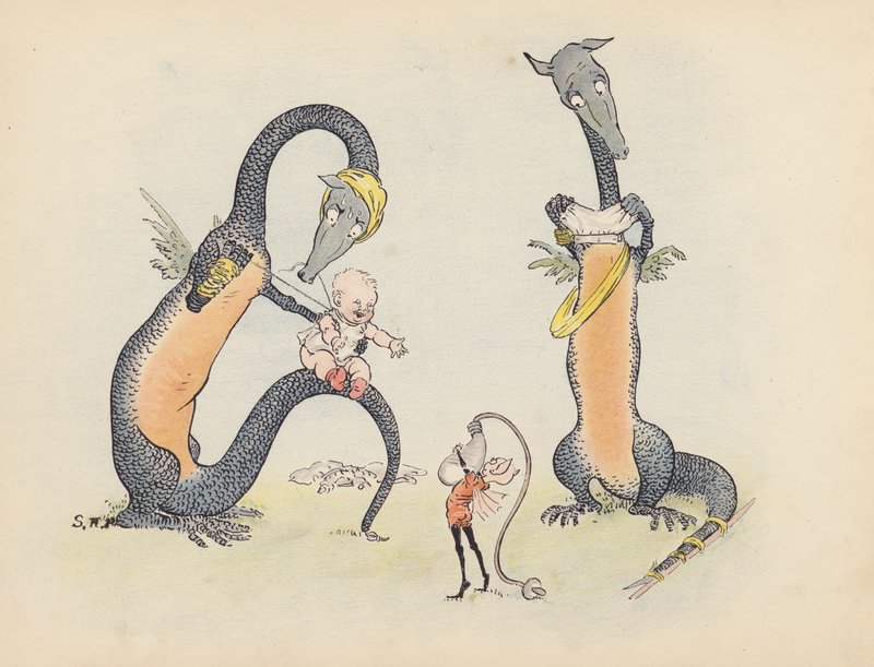 Illustration pour Little Twin Dragons de S Rosamond Praeger (lithographie couleur) - Sophia Rosamond Praeger
