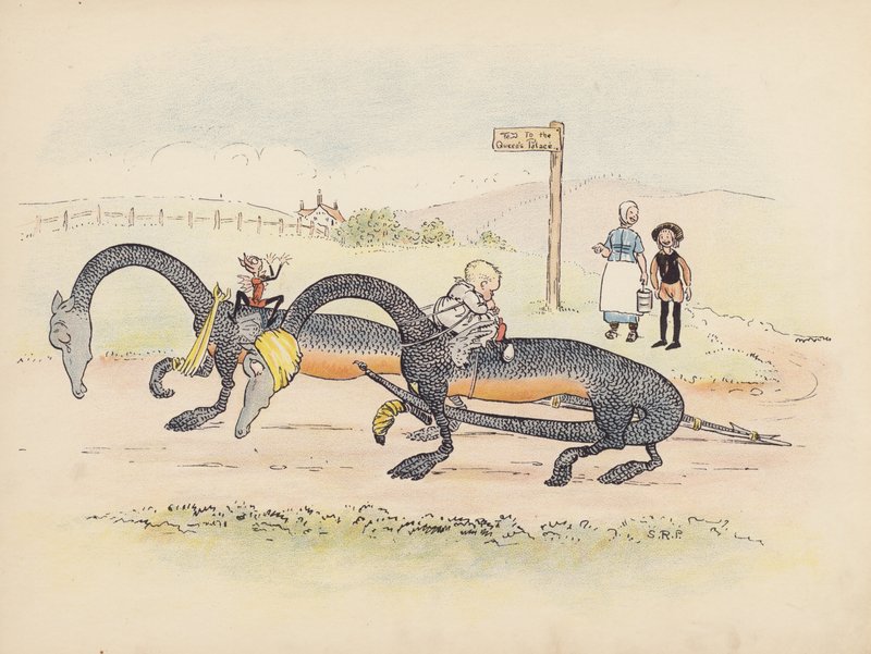 Illustration pour Little Twin Dragons de S Rosamond Praeger (lithographie couleur) - Sophia Rosamond Praeger