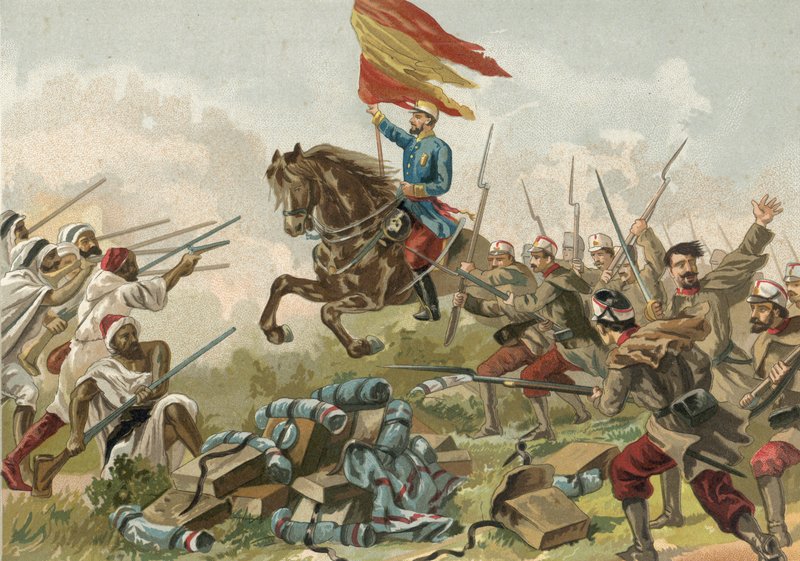 Héroïsme du général Prim à Castillejos, Maroc, 1859 - Spanish School