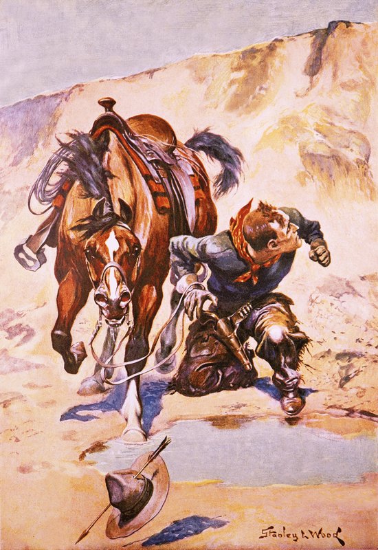 Cowboy poursuivi par des Indiens - Stanley L. Wood