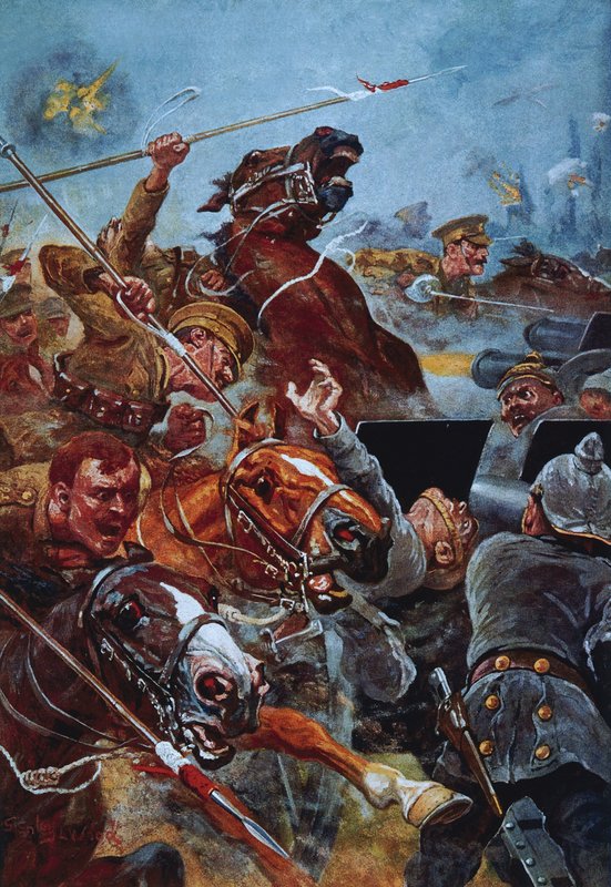 La charge des 9e lanciers pendant la retraite de Mons - Stanley L. Wood