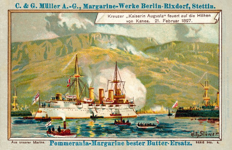 Croiseur allemand Kaiserin Augusta tirant sur les hauteurs de Chania, Crète, 21 février 1897 - Stoewer Willy