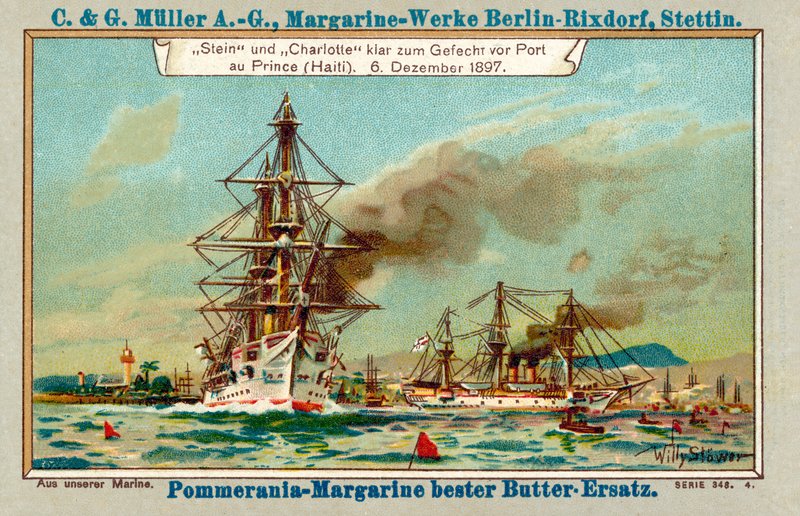 Navires de guerre allemands Stein et Charlotte dans le port de Port-au-Prince, Haïti, pendant l